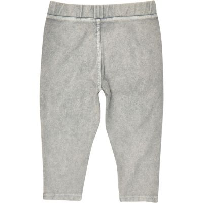 Mini girls light grey denim leggings